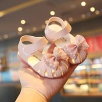 Kids Girls Reinstone Fabric Bow Knot Stylish Summer Sandals (6 months - 3 years) for yours baby smile_img_1