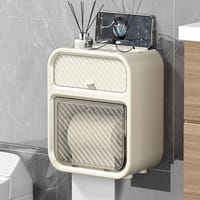 Waterproof Wall-Mounted Toilet Paper Holder with Storage Drawer – No Drill, Modern Design_img_0