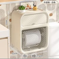 Waterproof Wall-Mounted Toilet Paper Holder with Storage Drawer – No Drill, Modern Design_img_3