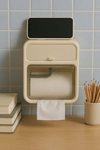 Waterproof Wall-Mounted Toilet Paper Holder with Storage Drawer – No Drill, Modern Design_img_4