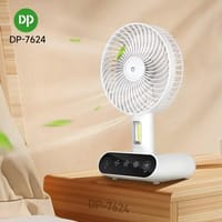 DP 7624 Rechargeable Portable USB Table Fan With LED Light White_img_0