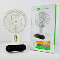 DP 7624 Rechargeable Portable USB Table Fan With LED Light White_img_1