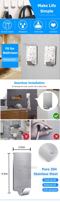 MAYTTO 8PCS Adhesive Hooks No-Drill_img_6