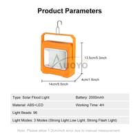 =999Auoyo LED Solar USB Rechargeable Waterproof Handheld  Portable Spotlight_img_2