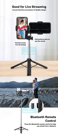 DoomHot Selfie Stick / Accessories Bluetooth Remote Dual Cell Phone Holder_img_4