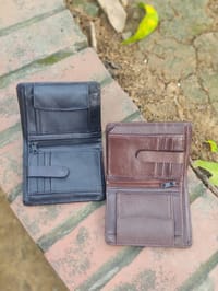 100% Original Premium Leather wallet Black & Chocolate_img_1