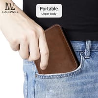 LouisWill Men Wallets Retro PU Short Wallet Business Wallets Bag Zipper Clutch Wallets Multi-Card Position Wallets_img_2