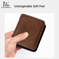 LouisWill Men Wallets Retro PU Short Wallet Business Wallets Bag Zipper Clutch Wallets Multi-Card Position Wallets_img_3
