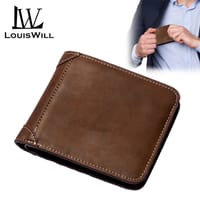 LouisWill Men Wallets Retro PU Short Wallet Business Wallets Bag Zipper Clutch Wallets Multi-Card Position Wallets_img_0