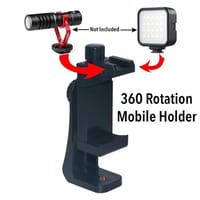 360 Degree Mobile Holder With Cold Shoe Mount For Extra Microphone Or Led Light_img_0