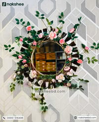 Wooden Mirror Black Leaf Design 23/23'' size + Premium rose vine_img_2