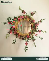 wooden mirror 23'' wooden wave + pink rose vine_img_0