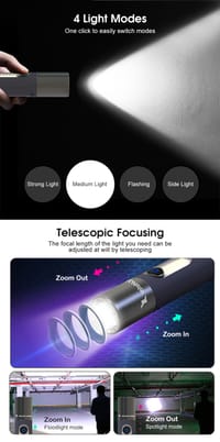 Auoyo light Keychain Torch Mini Telescopic Focusing light Strong Bright_img_7