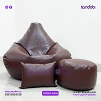 XXXL Gaming Bean Bag Chair, Leg rest & Cushion - Combo Set - Chocolate Color_img_1