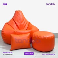 XXXL Gaming Bean Bag Chair, Leg rest & Cushion - Combo Set - Orange Color_img_1