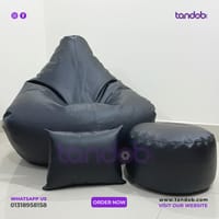 XXXL Gaming Bean Bag Chair, Leg rest & Cushion - Combo Set - Black Color_img_1