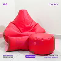 XXXL Gaming Bean Bag Chair, Leg rest & Cushion - Combo Set - Red Color_img_1