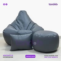 XXXL Gaming Bean Bag Chair, Leg rest & Cushion - Combo Set - Ash Color_img_1
