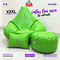 XXXL Gaming Bean Bag Chair, Leg rest & Cushion - Combo Set - Light Green Color_img_0