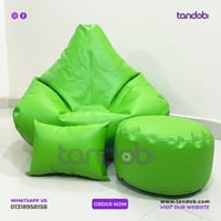 XXXL Gaming Bean Bag Chair, Leg rest & Cushion - Combo Set - Light Green Color_img_1