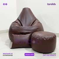 XXXL High Long Bean Bag Chair, Leg rest & Cushion - Combo Set - Chocolate Color_img_1