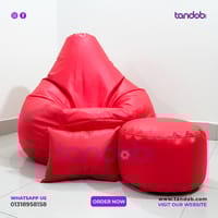 XXXL High Long Bean Bag Chair, Leg rest & Cushion - Combo Set - Red Color_img_1