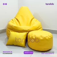 XXXL High Long Bean Bag Chair, Leg rest & Cushion - Combo Set - Yellow Color_img_1