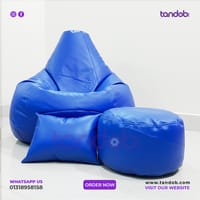 XXXL High Long Bean Bag Chair, Leg rest & Cushion - Combo Set - Royal Blue Color_img_1