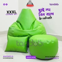XXXL High Long Bean Bag Chair, Leg rest & Cushion - Combo Set - Light Green Color_img_0