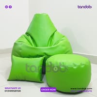 XXXL High Long Bean Bag Chair, Leg rest & Cushion - Combo Set - Light Green Color_img_1