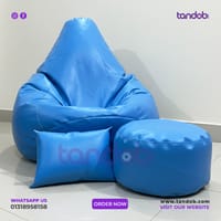 XXXL High Long Bean Bag Chair, Leg rest & Cushion - Combo Set - Sky Blue Color_img_1