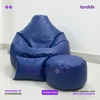 XXL Bean Bag Chair, Leg rest & Cushion - Combo Set - Deep Blue Color_img_1