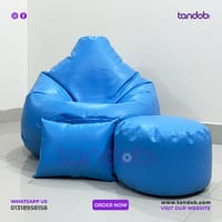 XXL Bean Bag Chair, Leg rest & Cushion - Combo Set - Sky Blue Color_img_1