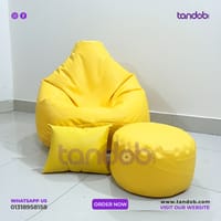 XXL Bean Bag Chair, Leg rest & Cushion - Combo Set - Yellow Color_img_1