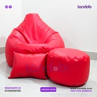 XXL Bean Bag Chair, Leg rest & Cushion - Combo Set - Red Color_img_1