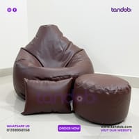 XXL Bean Bag Chair, Leg rest & Cushion - Combo Set - Chocolate Color_img_1