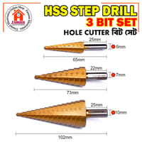 HSS Step Drill Bit Set | Titanium Coated Straight Groove | Hex Shank Hole Cutter | 3-12mm, 4-12mm, 4-32mm_img_1