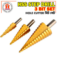 HSS Step Drill Bit Set | Titanium Coated Straight Groove | Hex Shank Hole Cutter | 3-12mm, 4-12mm, 4-32mm_img_0