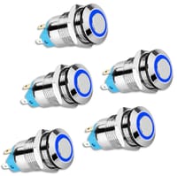 1pcs 12mm Latching Push Button Switch Blue LED Waterproof Metal_img_0