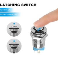 1pcs 12mm Latching Push Button Switch Blue LED Waterproof Metal_img_2