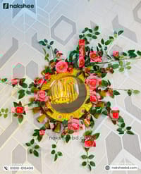 Wooden Mirror White Circle Design 17/17'' size + Premium rose vine_img_1