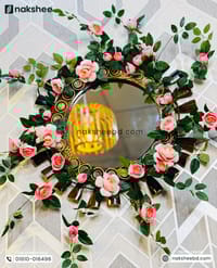 Wooden Mirror Black Circle Design 23/23'' size + Premium rose vine_img_2