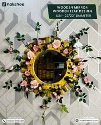 Wooden Mirror Wooden Leaf Design 23/23'' size + Premium rose vine_img_0