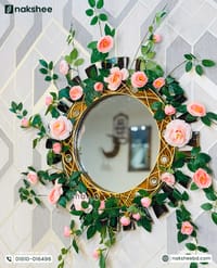 Wooden Mirror Black Wave Design 23/23'' size + Premium rose vine_img_1