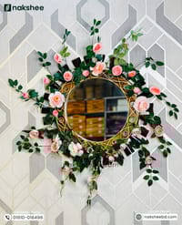 Wooden Mirror Black Wave Design 23/23'' size + Premium rose vine_img_2