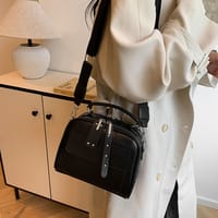 High end ladies' handbag multi-layer large capacity commuting bag(Black)_img_1