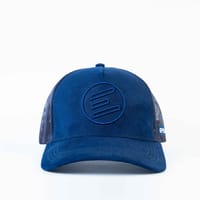 Iconic Navy Blue Suede Trucker Cap_img_1