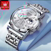 O'levs Watches for Men Diamond Business Dress Analog Quartz Stainless Steel Date Luxury Casual Fashion Wrist Watch Waterproof Luminous_img_3