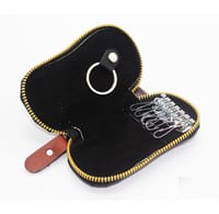 KroyShala Premium Leather Key Wallet – Money Bag Style Organizer for Keys & Cash – Black_img_1