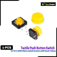 Tactile Push Button Switch Momentary 12×12×7.3MM with Yellow Cap – Micro Switch Button Kit_img_0